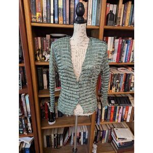 Vintage Justine Limpus Parish Women's Size 1 Medium Grey Art To Wear Cardigan